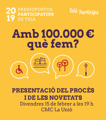 Cartell presentació Pressupostos Participatius 2019